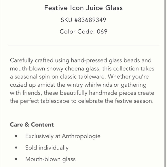 Anthropologie ICON CANDY CANE juice glass festive glass - Picture 6 of 8